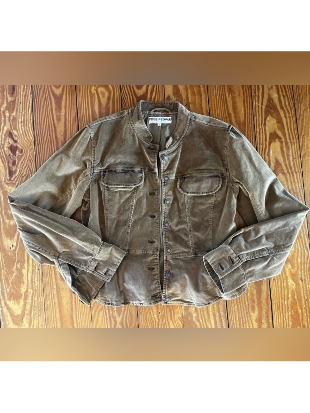 Free People Caramel Suede-Style Button Jacket - Picture 5 of 6